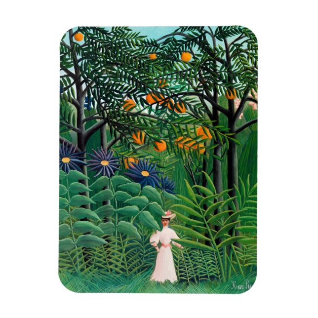 Ímã Henri Rousseau - Mulher caminhando em uma Floresta (Vertical)