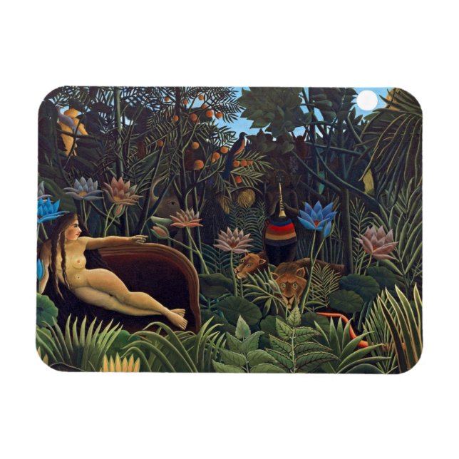 Ímã Henri Rousseau O Sonho - Mulher da Selva com Anima (Horizontal)