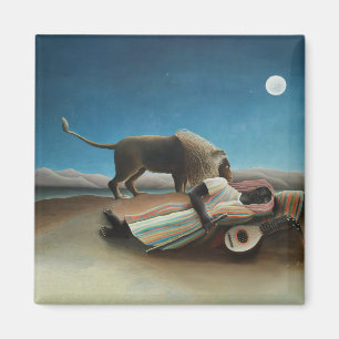 Imã Henri Rousseau Sleeping Gypsy Lion Painting