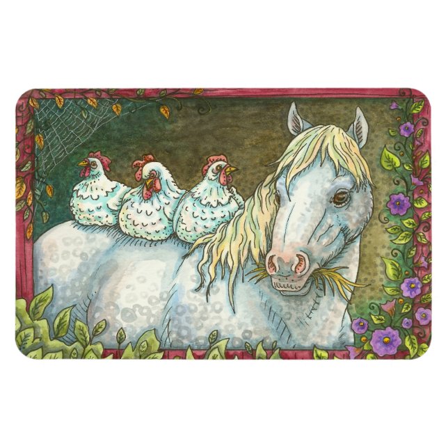Ímã HENS NO ESTÁVEL, CAVALO E GALINHA Lg. (Horizontal)