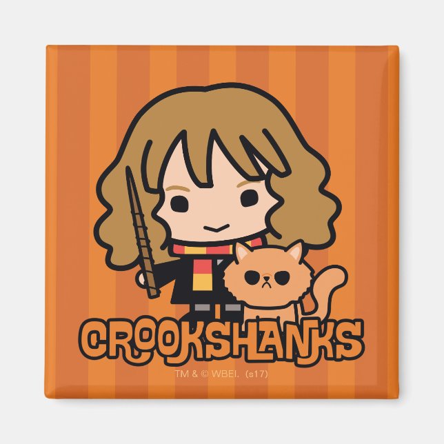 Imã Hermione e Crookshanks de desenho animado (Frente)