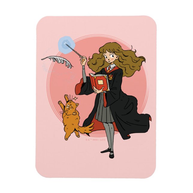 Ímã Hermione e Crookshanks Wingardium Leviosa (Vertical)