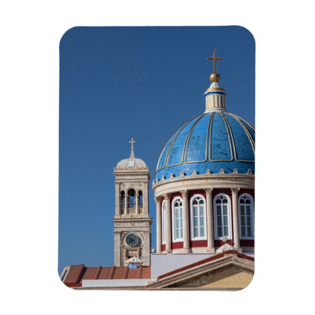 Ímã Hermoupolis, Ilha de Siros, Grécia. Cúpula azul de (Vertical)