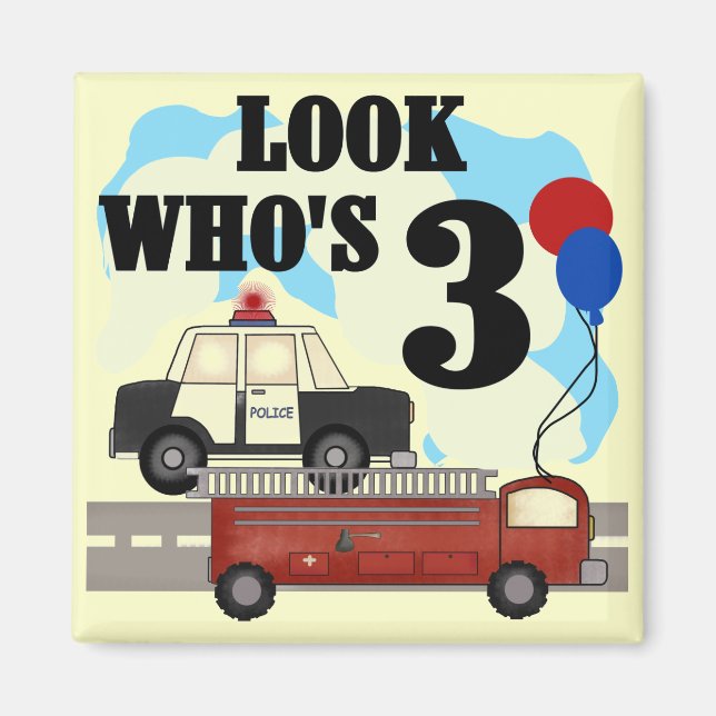 Imã Heroes aniversário de 3 anos Camisetas e presentes (Frente)