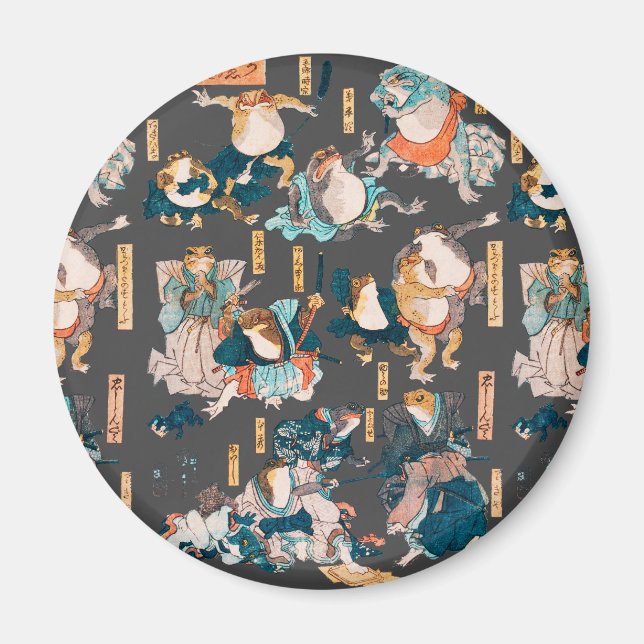 Imã Herói animado do Sapo Woodblock ukiyo-e (Frente)