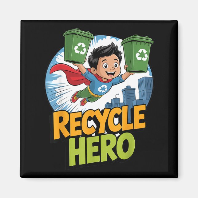 Imã herói do reciclagem crianças dia da terra  (Frente)