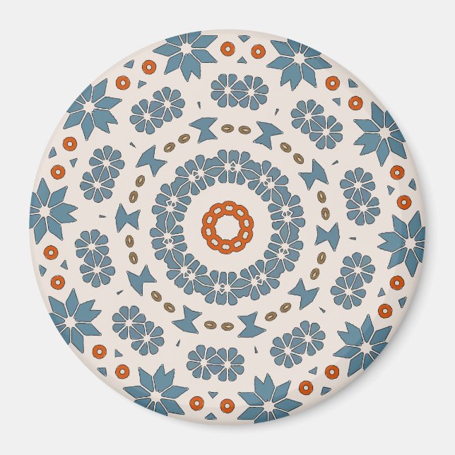 Imã Hex Sign, Pensilvânia Dutch, Quilt Stars (Frente)