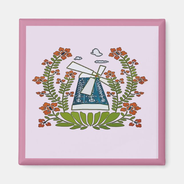 Imã Hex Sign, Pensilvânia Dutch, Windmill (Frente)