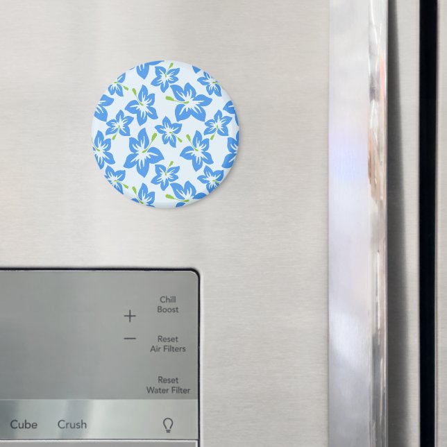 Imã Hibisco Azul, Flores Azuis, Padrão De Flores (In Situ (Fridge))
