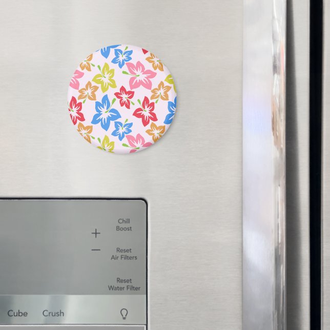 Imã Hibisco Colorido, Padrão De Flores (In Situ (Fridge))