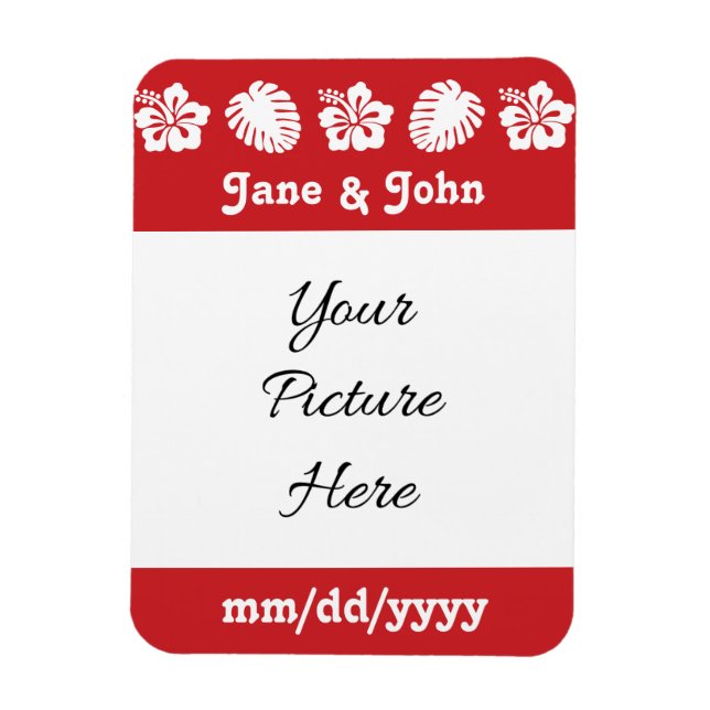 Ímã Hibisco tropical em Cherry Save the Date Magnet (Vertical)