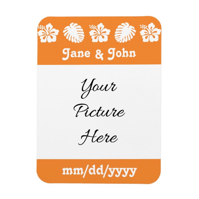 Ímã Hibisco tropical em Orange Save the Date Magnet (Vertical)