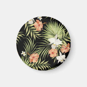 Imã Hibisco Tropical: Padrão Floral Vintage