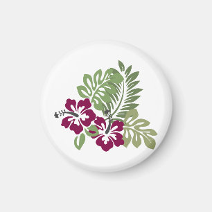Imã Hibiscus Burgundy Foliage Decoração Floral Golfe