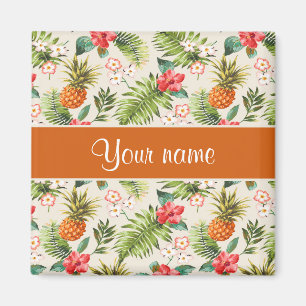 Imã Hibiscus do abacaxi e frondas da palma