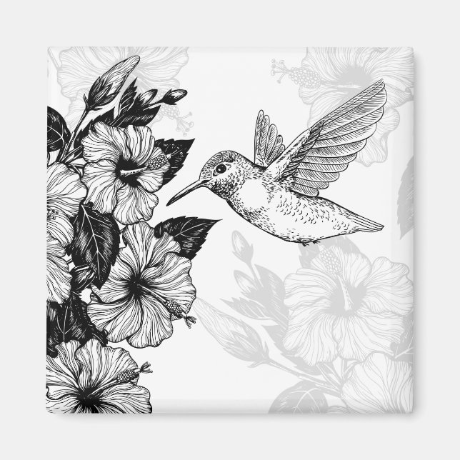 Imã Hibiscus e beija-flor (Frente)