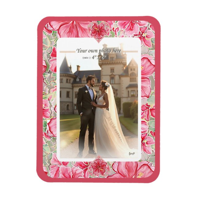 Ímã Hibiscus e rendas RED (Vertical)