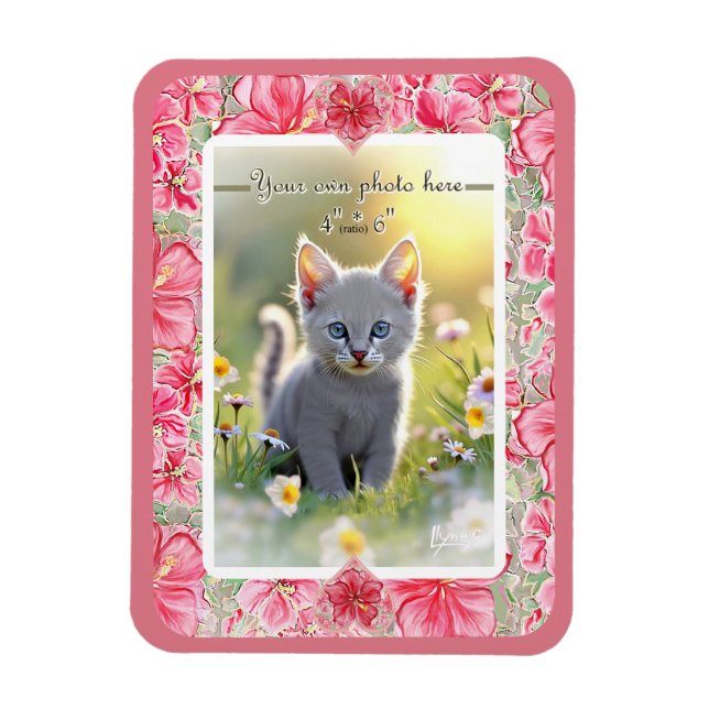 Ímã Hibiscus e rendas RED (Vertical)