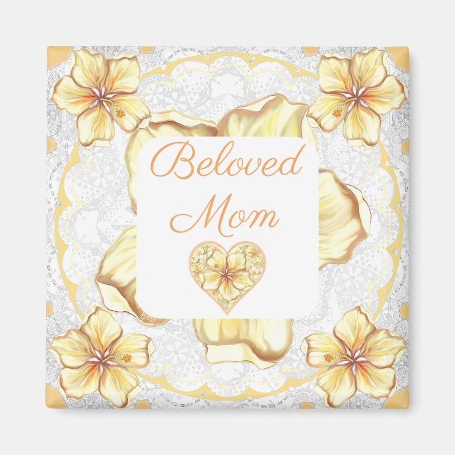 Imã Hibiscus & lace AMARELO (Frente)