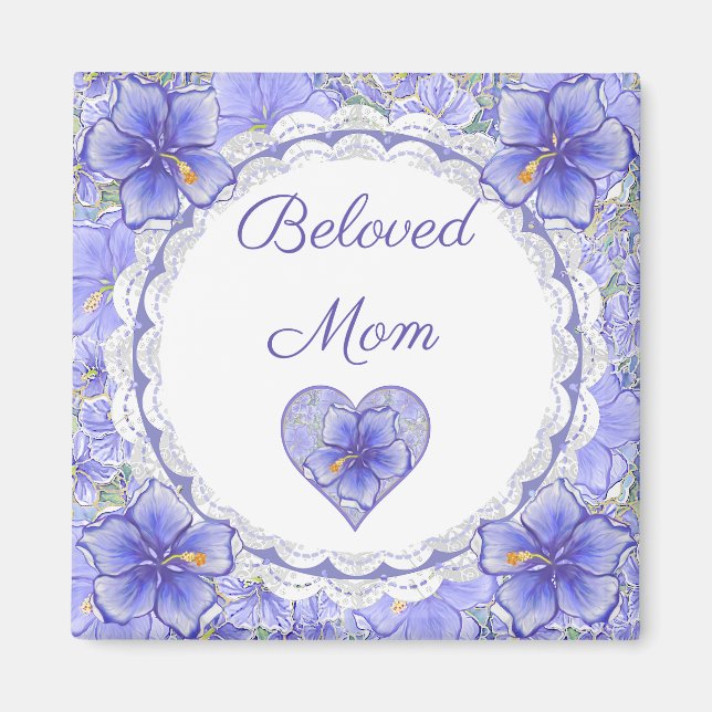 Imã Hibiscus & lace BLUE (Frente)