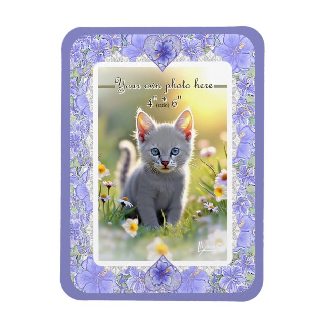 Ímã Hibiscus & lace BLUE (Vertical)