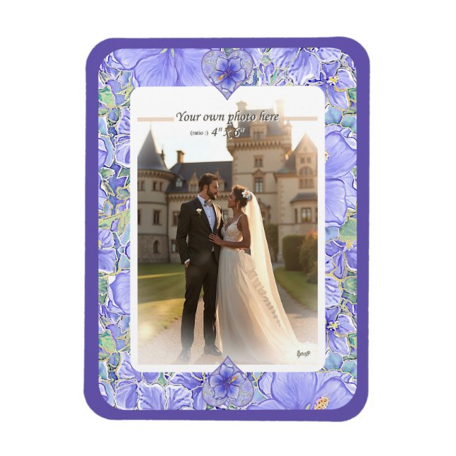 Ímã Hibiscus & lace BLUE (Vertical)