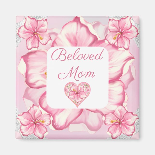 Imã Hibiscus & Lace PINK (Frente)