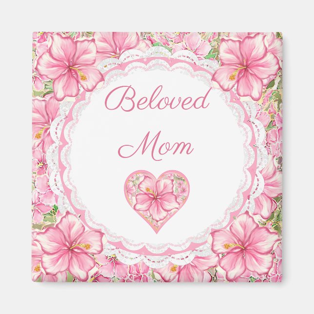 Imã Hibiscus & Lace PINK (Frente)