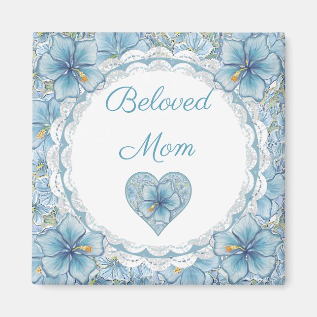 Imã Hibiscus & lace TURQUOISE (Frente)