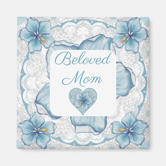 Imã Hibiscus & lace TURQUOISE (Frente)