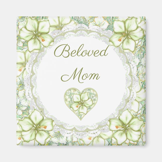 Imã Hibiscus & lace WHITE (Frente)