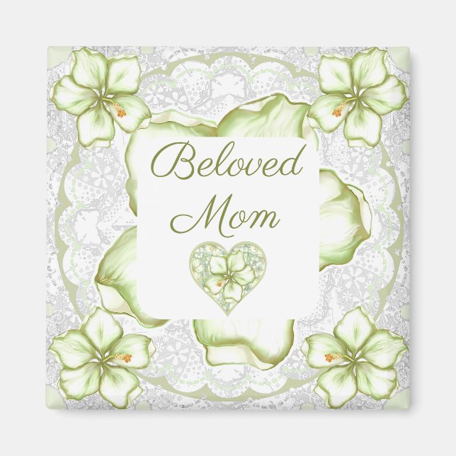 Imã Hibiscus & lace WHITE (Frente)