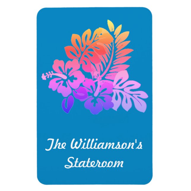 Ímã Hibiscus no marcador de porta Aqua Stateroom (Vertical)