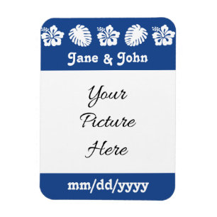 Ímã Hibiscus tropical em Blue Save the Date Magnet