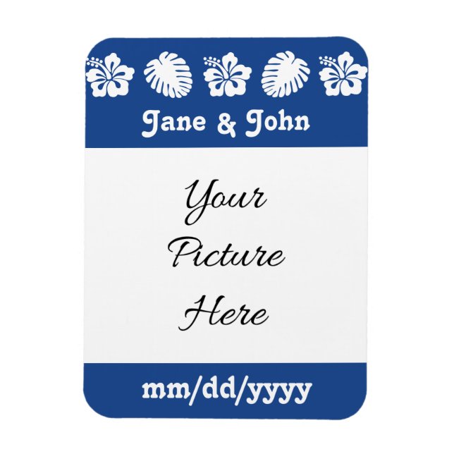 Ímã Hibiscus tropical em Blue Save the Date Magnet (Vertical)