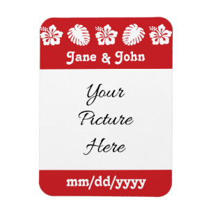 Ímã Hibiscus tropical em Cherry Save the Date Magnet