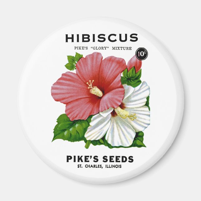 Imã Hibiscus Vintage Seed Packet (Frente)