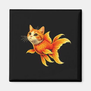 Imã híbrido engraçado de peixe dourado e gato meme de