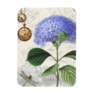 Ímã Hidrangea Dragonfly Collage Magnet Flexível