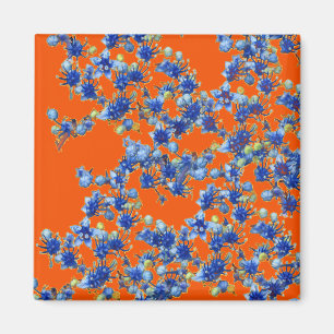 Imã hidrangea laranja e azul