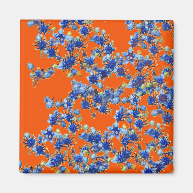 Imã hidrangea laranja e azul (Frente)