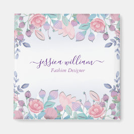 Imã Hidrangeás Florais em Aquarela Azul Chic Moderno