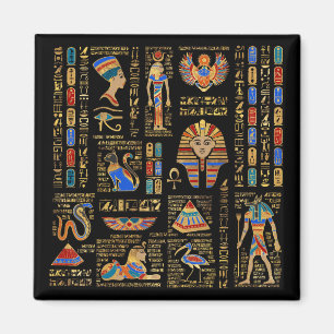 Imã Hieróglifos egípcios e divindades em preto