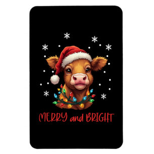 Ímã Highland Baby Cow Luzes de Natal