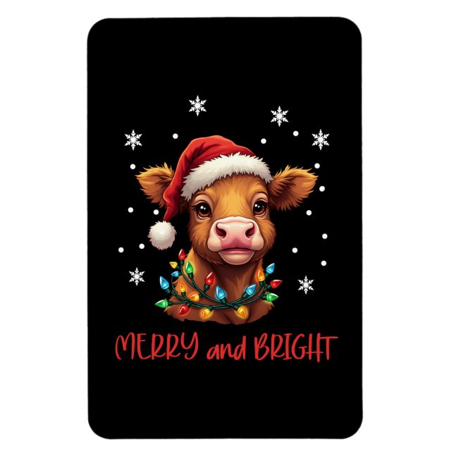 Ímã Highland Baby Cow Luzes de Natal (Vertical)