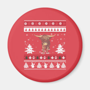 Imã Highland Cattle Ugly Christmas