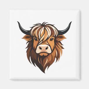 Imã Highland Cow Vetor Art Animal Moderna Cidade Urban