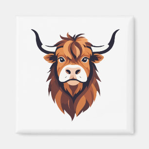 Imã Highland Cow Vetor Art Animal Moderna Cidade Urban