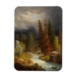 Ímã Hiker Beside a um rio torrencial