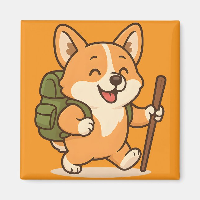 Imã Hiking Corgi Magnets | Deco da Cozinha de Aventura (Frente)